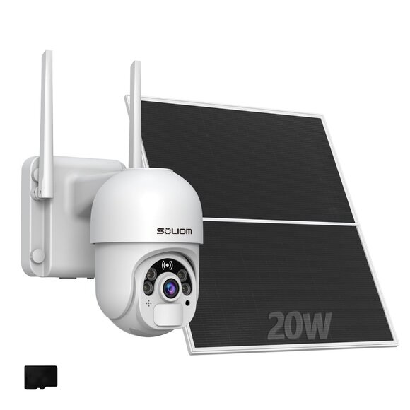 SOLIOM S600 Outdoor WiFi Security Camera - 360° Pan Tilt, Solar Powered - Picture 2 of 3